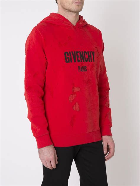 givenchy destroyed hoodie red|givenchy hoodie price.